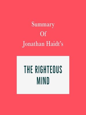 cover image of Summary of Jonathan Haidt's the Righteous Mind
